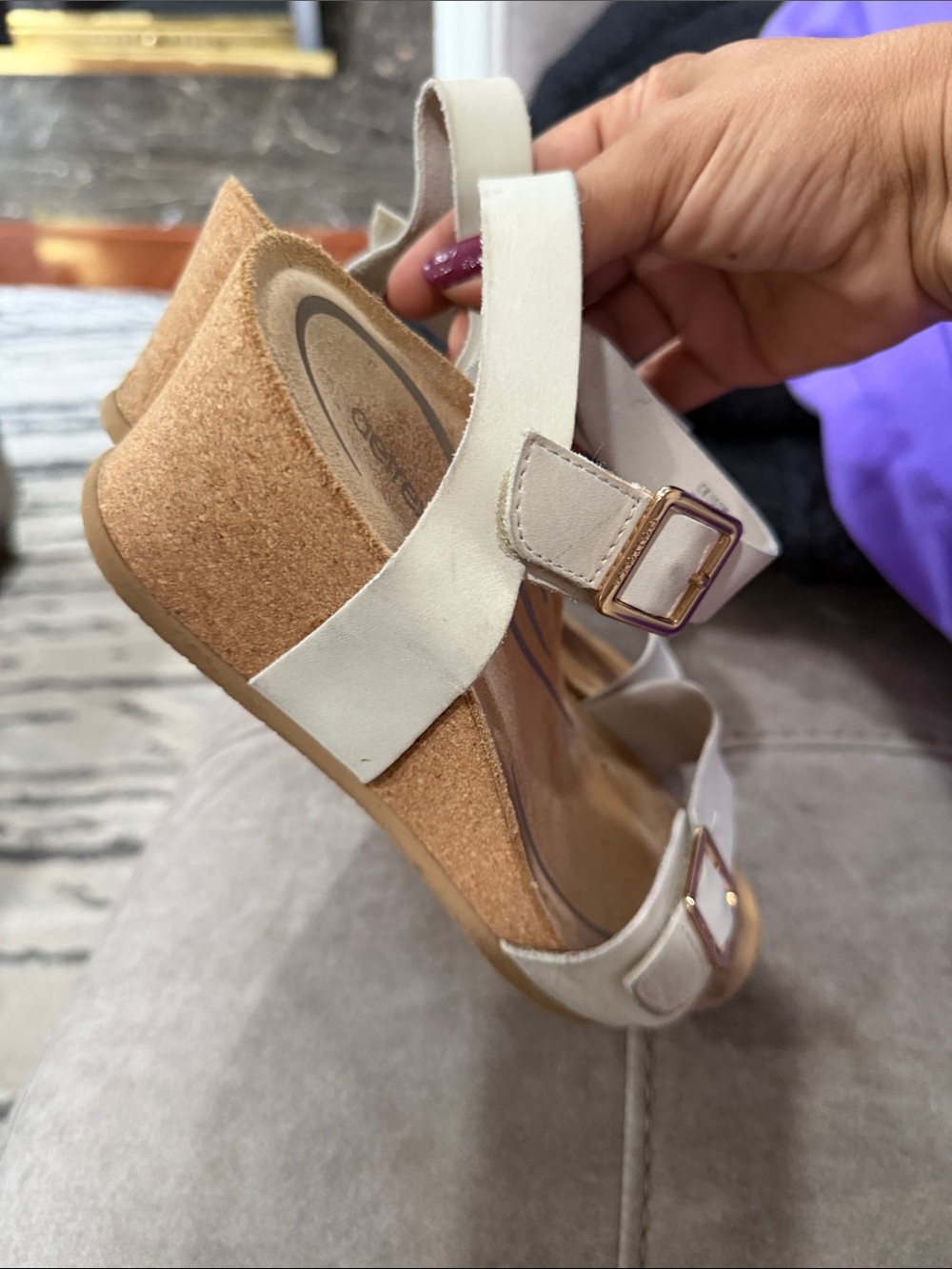 AETREX women's lexa wedge sandal in ivory 7.5 - Picture 4 of 7